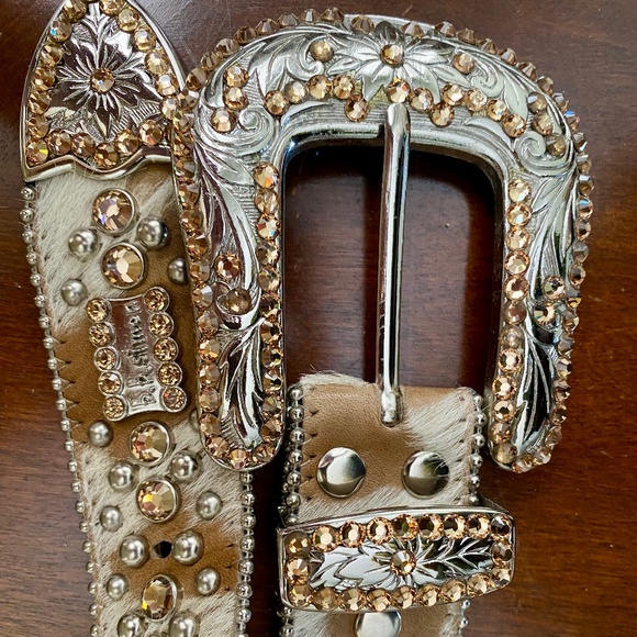 B.B. Simon Accessories - BB SIMON $595 Vintage Crystal Pony Hair Cowgirl Rocker Belt 38